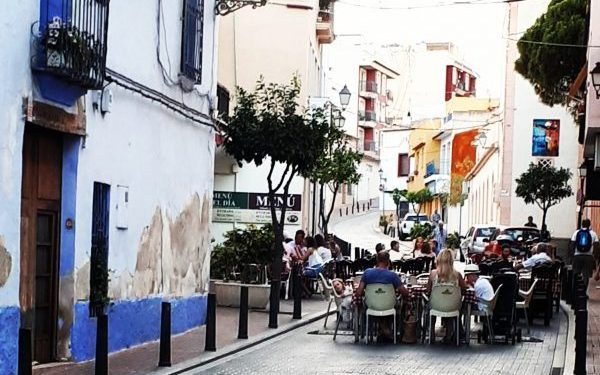 Village restaurant on a summer night